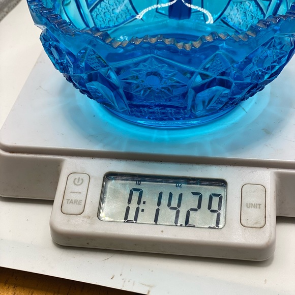 LE Smith  Blue Handled Glass Nappy Dish - Picture 6 of 6